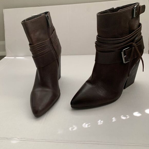 Vince Camuto Rhiannon Buckle Ankle Boot Dark Brown - Picture 5 of 11
